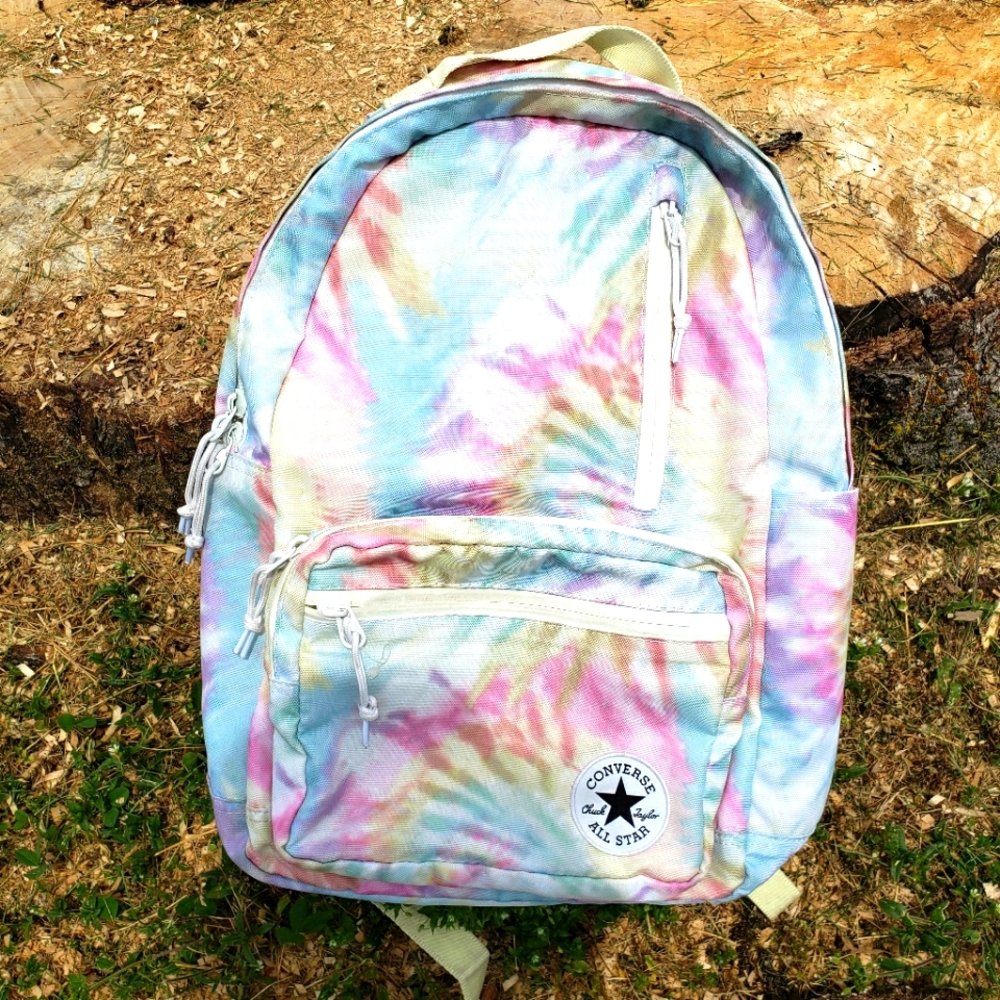 Converse Go Backpack Double Shoulder Book Bag (Large) Pastel Tie Dye Print